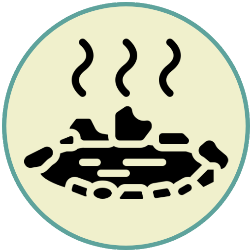 Icon of a hot spring with steam rising.
